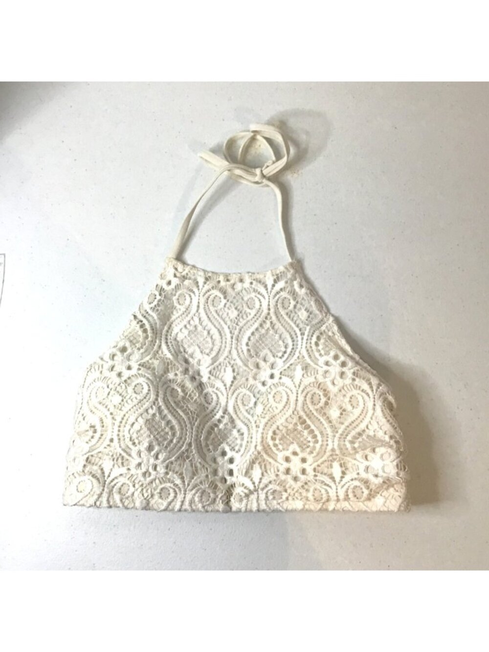Lace Halter Neck Bralette XL Xhilaration Womens Ivory Floral Crochet